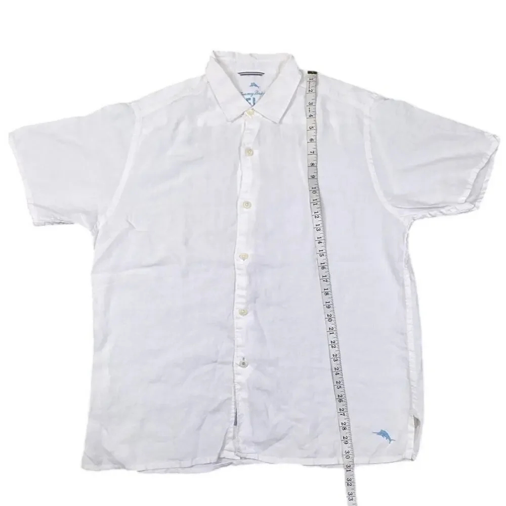 Tommy Bahama Relax Men's XL White Linen Blend Short Sleeve Button Up Shirt